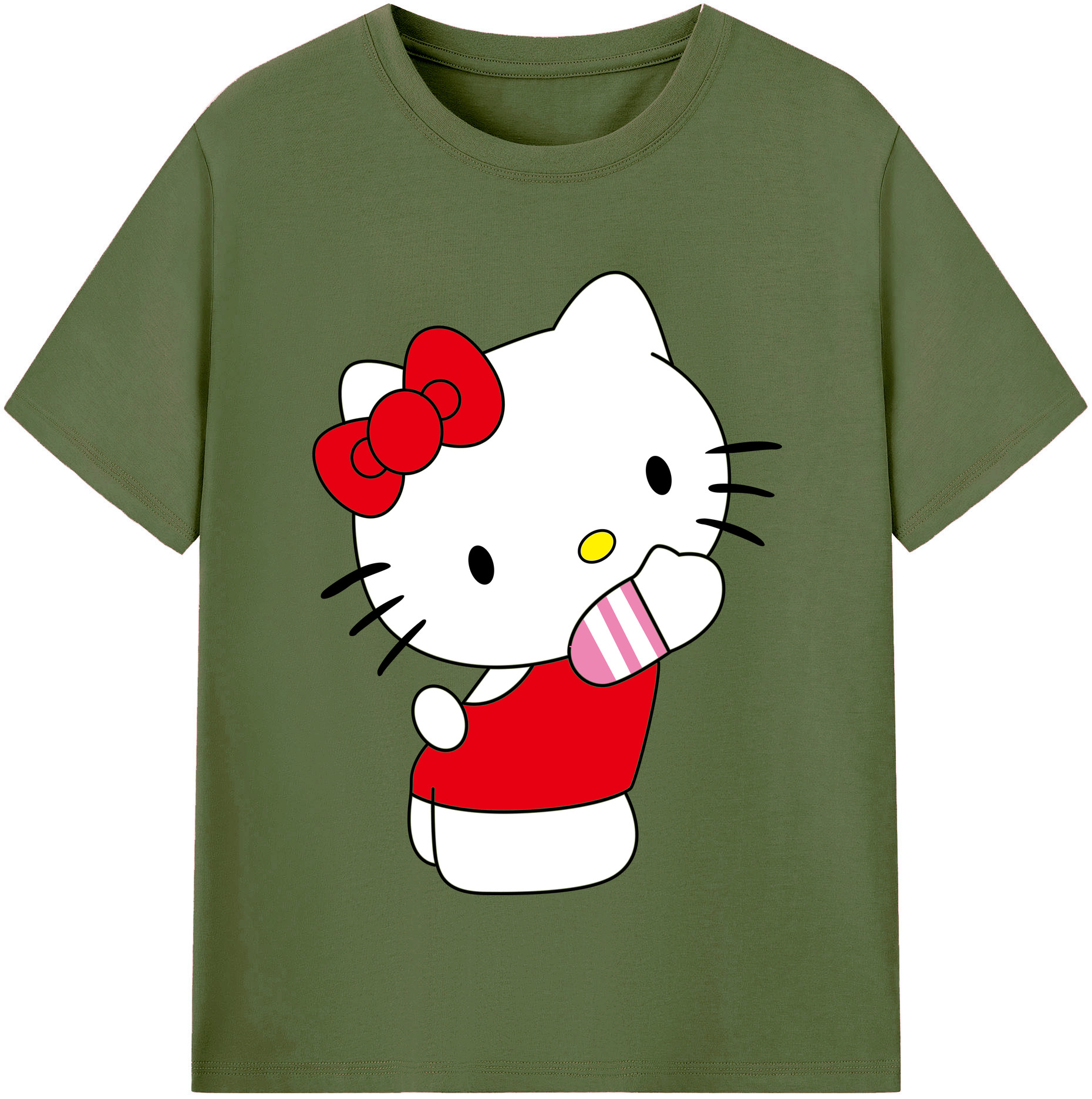 （画像用） Hello Kitty ハローキティ 綿100％半袖Tシャツ（フロントプリント）